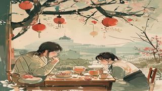 樱空桃同人小说封面插图，手绘风格，温柔色调描绘角色日常生活场景