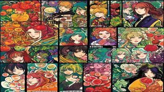 樱空桃同人插画画集展示页面，多位画师风格各异的精美插图排列，色彩丰富充满创意